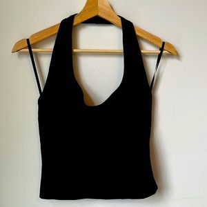 Babaton ribbed halter top in black